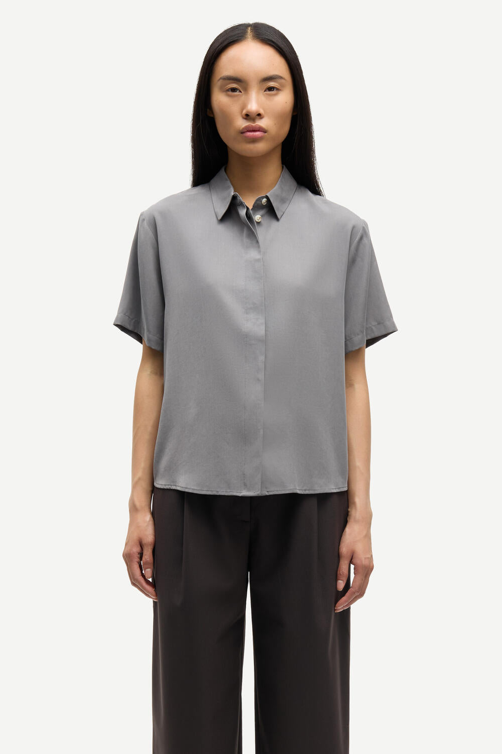 Mina kortærmet skjorte - Dark Gull Gray